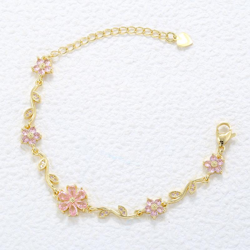 ZHUKOU Французская Сладкая Романтика Фиолетовый/Розовый Тюльпан Регулируемый Браслет Женские Минималистичные Винтажные Украшения Подарок:VL715 Other&19cm