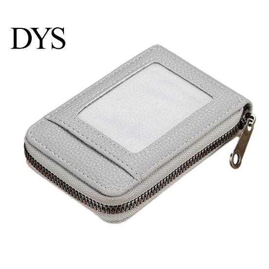 Minimalist Wallet with ID Window Slim Card Wallet, Thin Credit Holder Window, Solid Color Zip Closure Faux Leather Pouch for Cash Cards