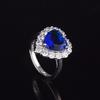Set With Sapphire Heart Shape Open Ring Necklace Women, Luxury Temperament Engagement Pendant Set