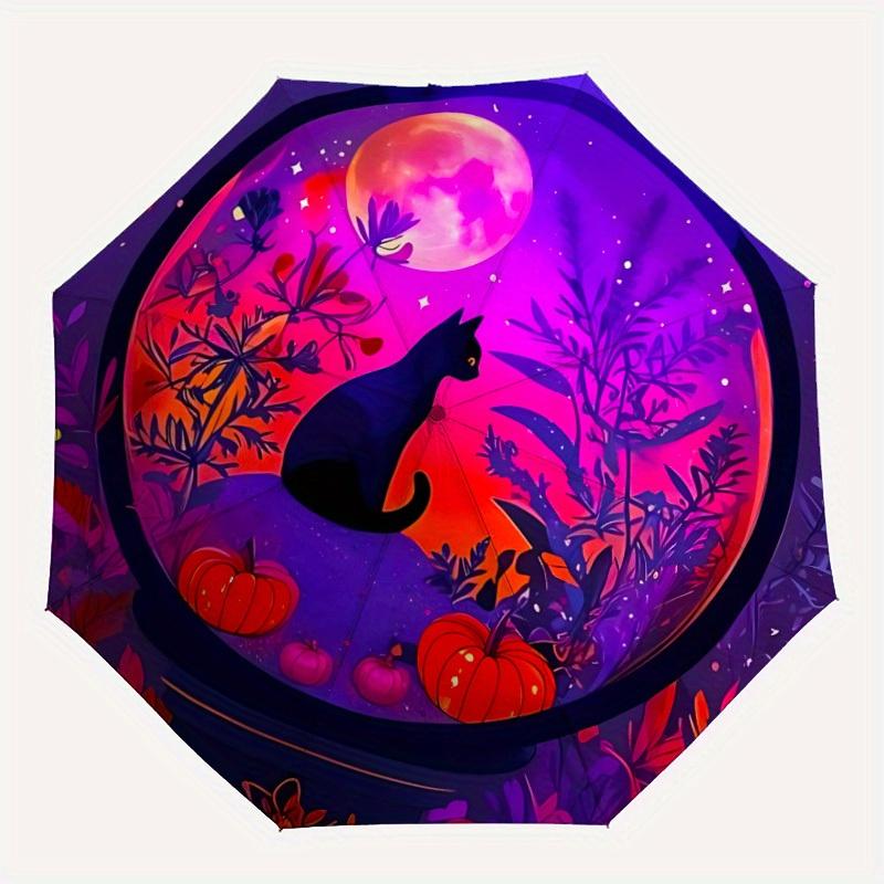 1pc Moonlit Garden Automatic Open/Close, Foldable Compact Umbrella with 8-Rib Shaft, Perfect Gift For Men And Women, Casual Style, Vibrant M