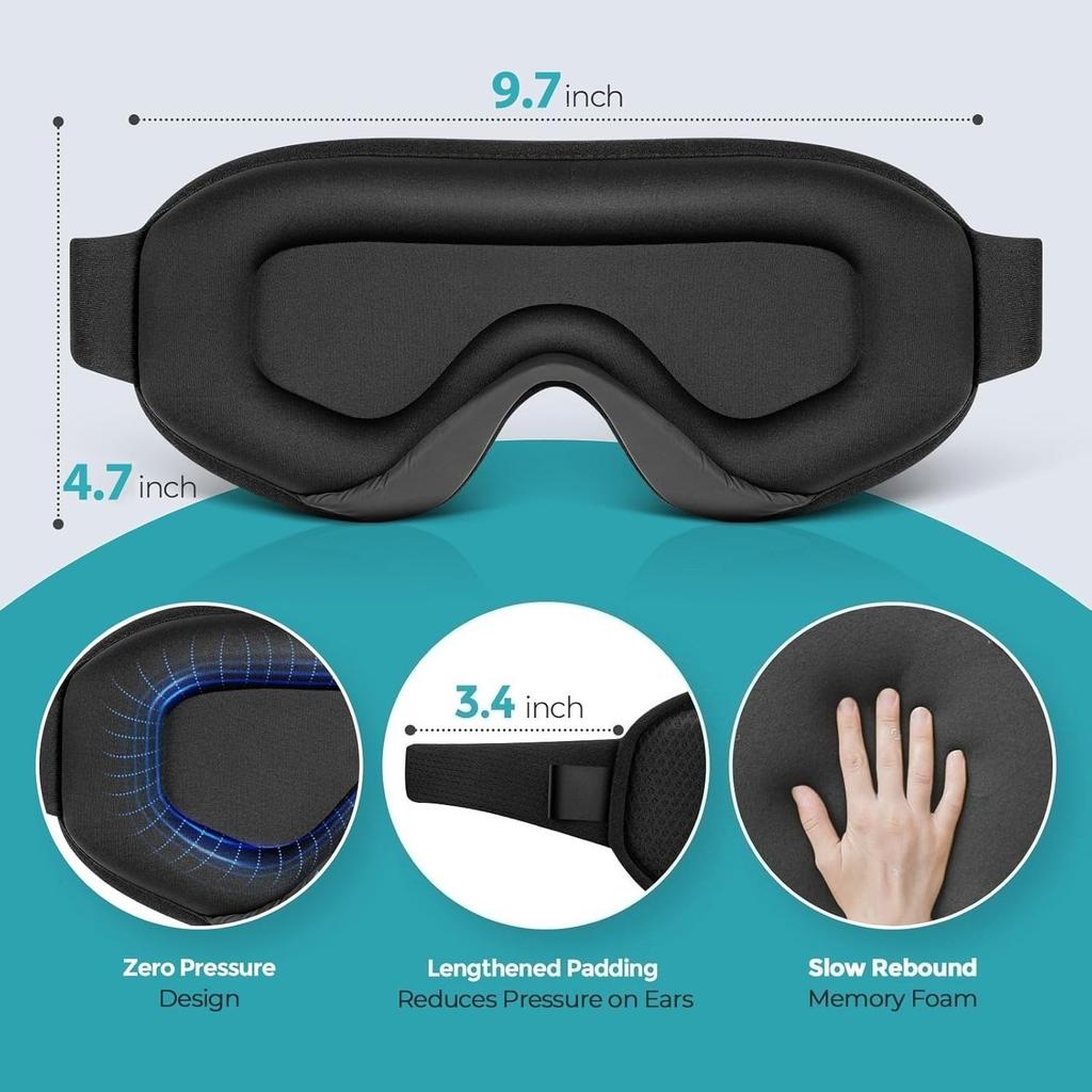 Sleep Mask ,Blackout Eye Mask for Sleep - 3D Breathable Soft Comfortable Eye Mask for Sleeping- Adjustable Strap Unisex
