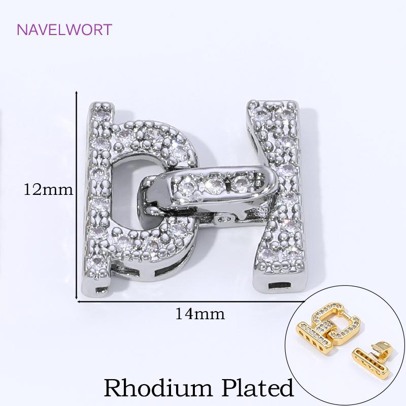 18K Gold Plated Brass Jewelry Clasps For Bracelets Making,With Zircon Connector Clasp,Locks For Jewelry,DIY Necklace Accessories