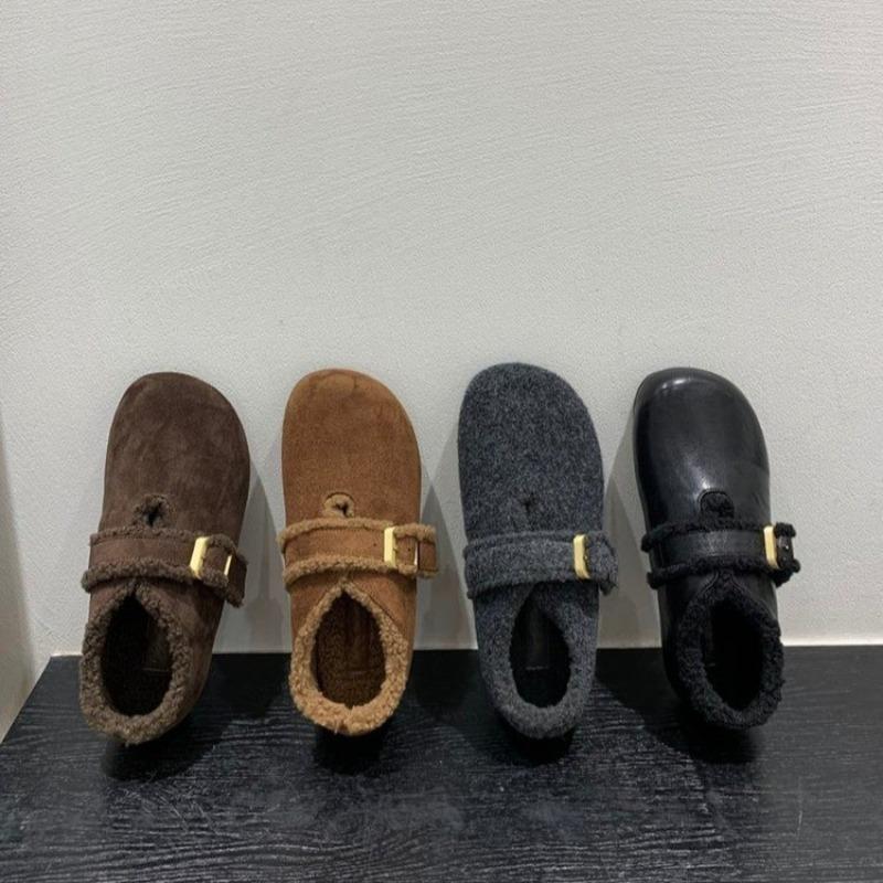 Retro Fleece Shoes for Women's Autumn and Winter New Thick-soled Full-fit Single Shoe