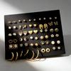 Women Pearl Stud Earrings Set Geometric Crystal Small Earrings 20-30 Pairs Fashion Jewelry