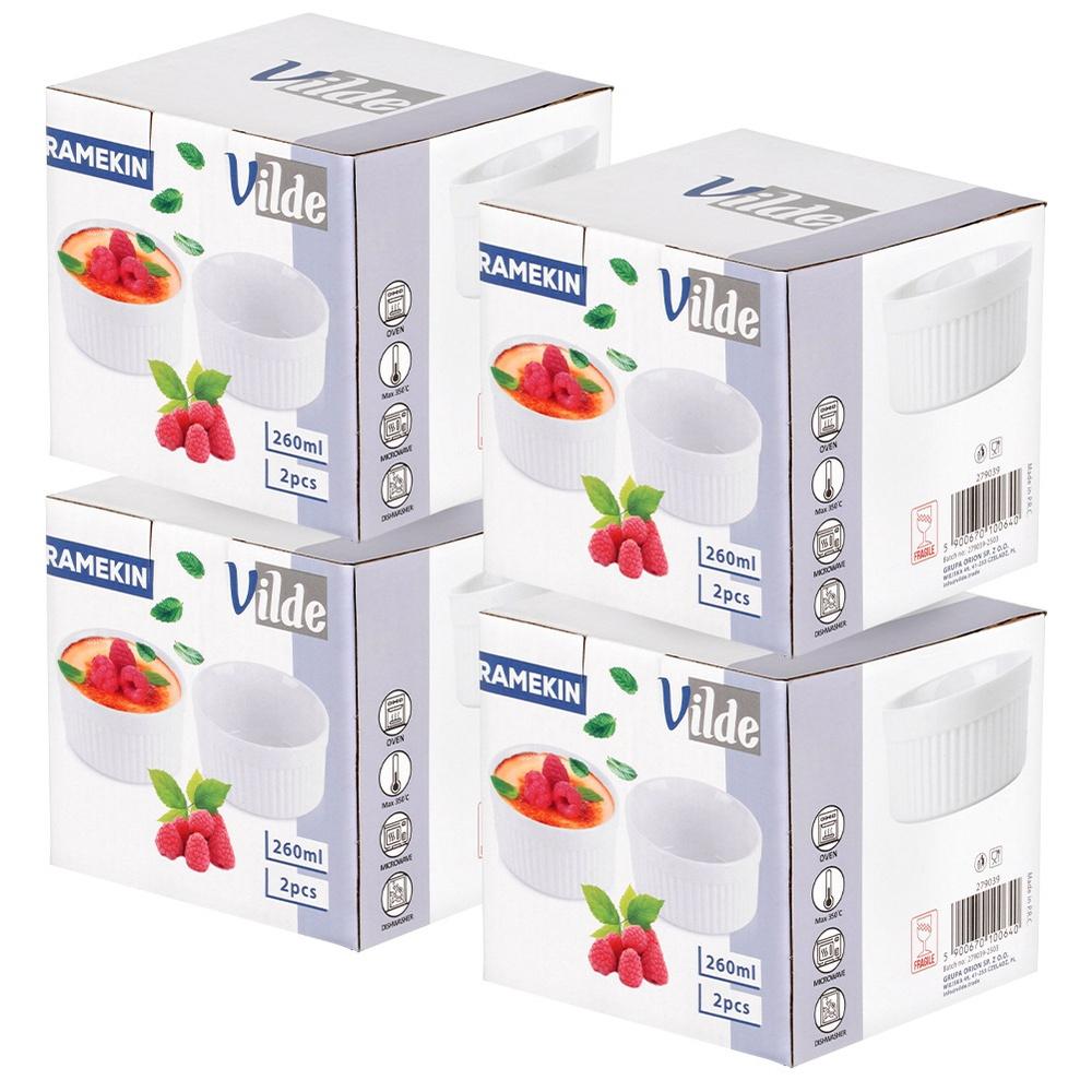 White Porcelain Baking Bowls 260 Ml 8 Pcs.