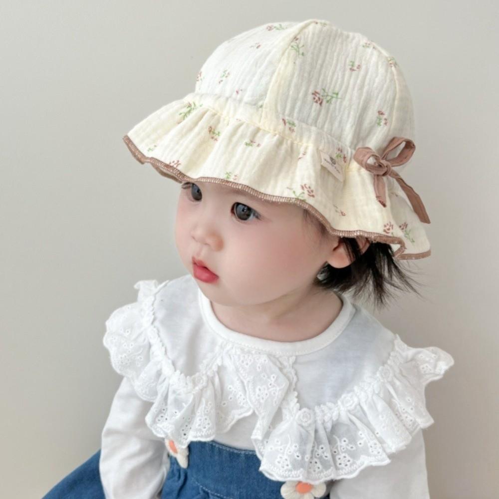 Thin Baby Girl Bucket Hat Sweet Flower Kids Outdoor Sunscreen Hat Cute Panama Fisherman Cap