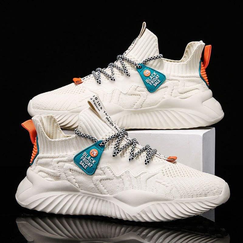 2025 Summer Korean Odor-Resistant Flyknit Men's Shock-Absorbing Breathable Sports Shoes
