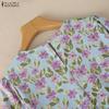 ZANZEA Women Casual Round Neck Summer Floral Print Short Sleeve Dress