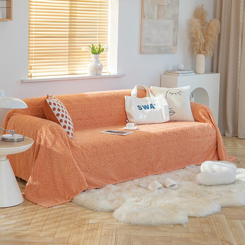

Warm yarn Sofa Towel Thicken Velvet Casual Sectional Sofa Cover Comfortable Sofa Blanket for Pets Anti-slip Protection Solid 180X130cm оранжевый