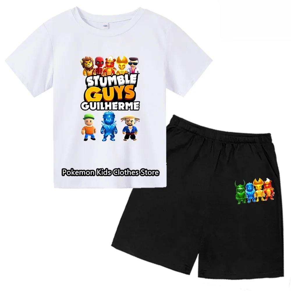 2025 New Stumble Guys TShirt Set Boys Cartoon Banana Casual Short Sleeve Tops Kids Girls Clothes Games T-Shirts Y2k Teen Tops