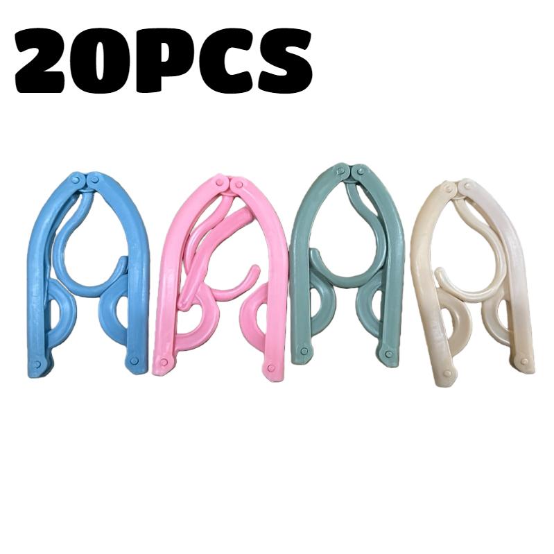 20PCS Folding Clothes Hanger Travel Portable Clothes Hanging Rack Space Saving Home for Dress Pants Suit Student Dormitory