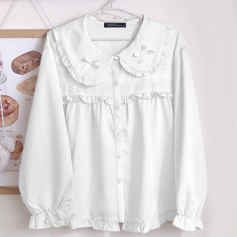 ZANZEA Dámská ležérní halenka s dlouhým rukávem s dlouhým rukávem, patchworková halenka