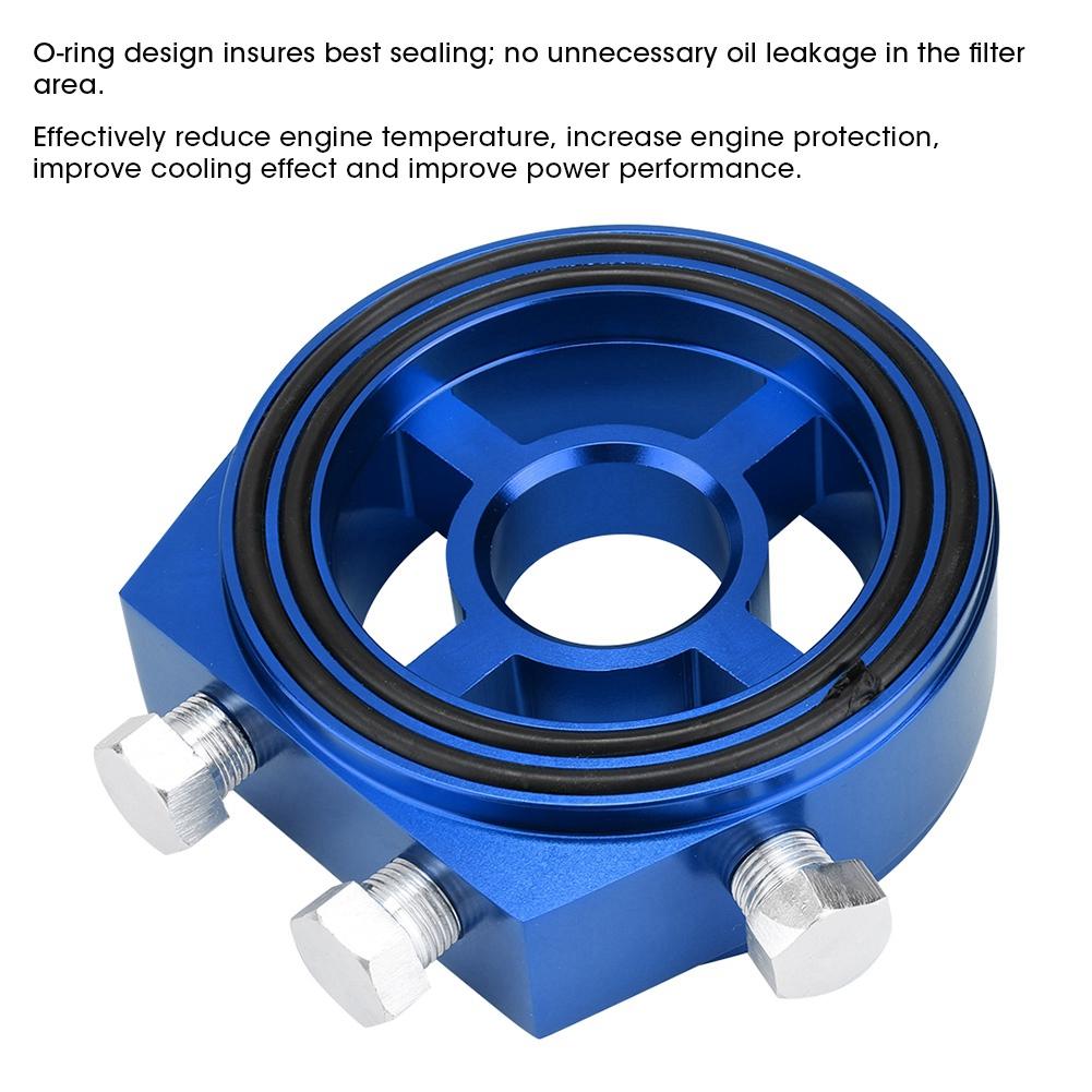 Blue Aluminum Universal Oil Filter Temperature Cooler Gauge Sandwich Plate Adapter