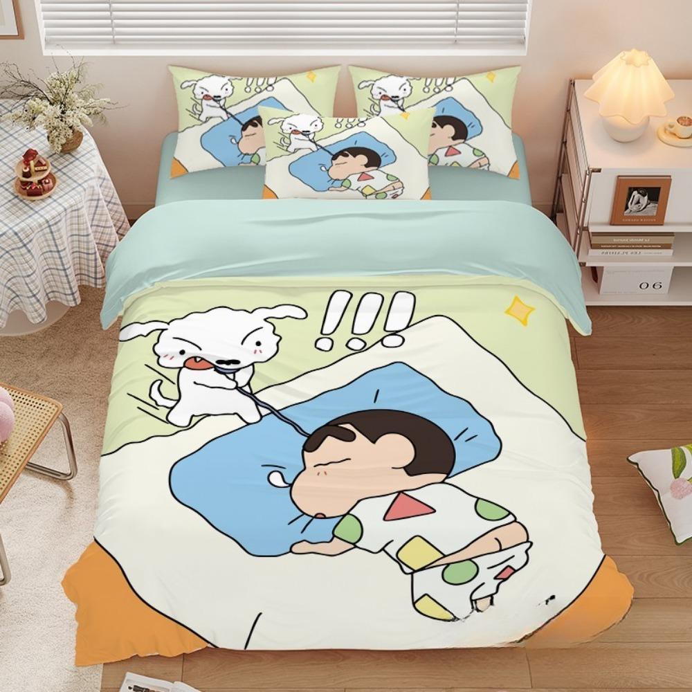 Uroczy Crayon Shin chan, Zestawy pościeli z mikrofibry, Pościel dziecięca z zamkiem błyskawicznym, Dekoracja pokoju, Poszwa na kołdrę dla nastolatków i dorosłych