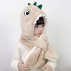 Lovely Cartoon Warm Windproof Cold-proof Dinosaur Pullover Hat Scarf Integrated Cap Plush Bomber Hat Winter Cap Bonnet Baby Hat