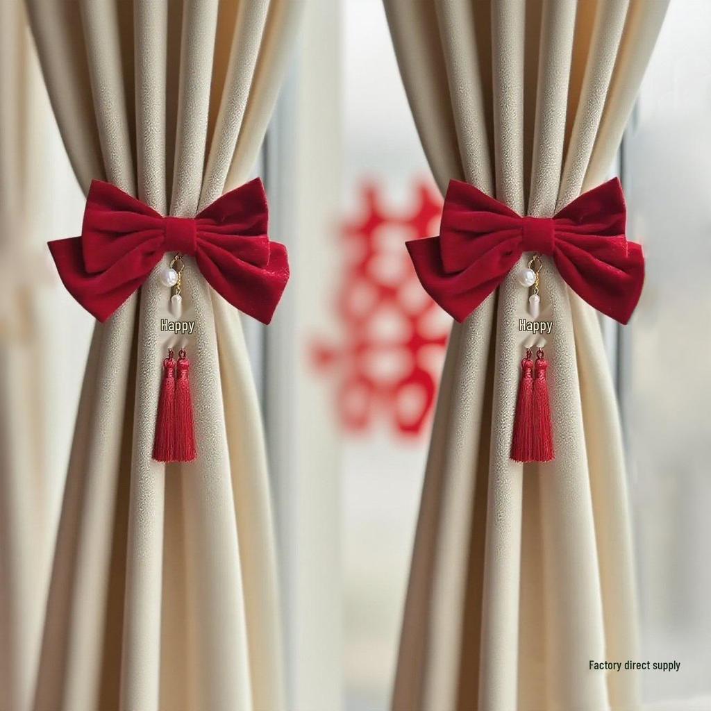 Elegant Red Wedding Tiebacks for Curtains - Perfect for Decorating Living Rooms or Bedrooms