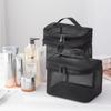 2025 Double Layer Large-Capacity Handheld Nylon Transparent Makeup Organizer Bag
