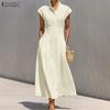 ZANZEA Abito da Donna Casual Elegante Senza Maniche a Collo Reversibile Monocolore