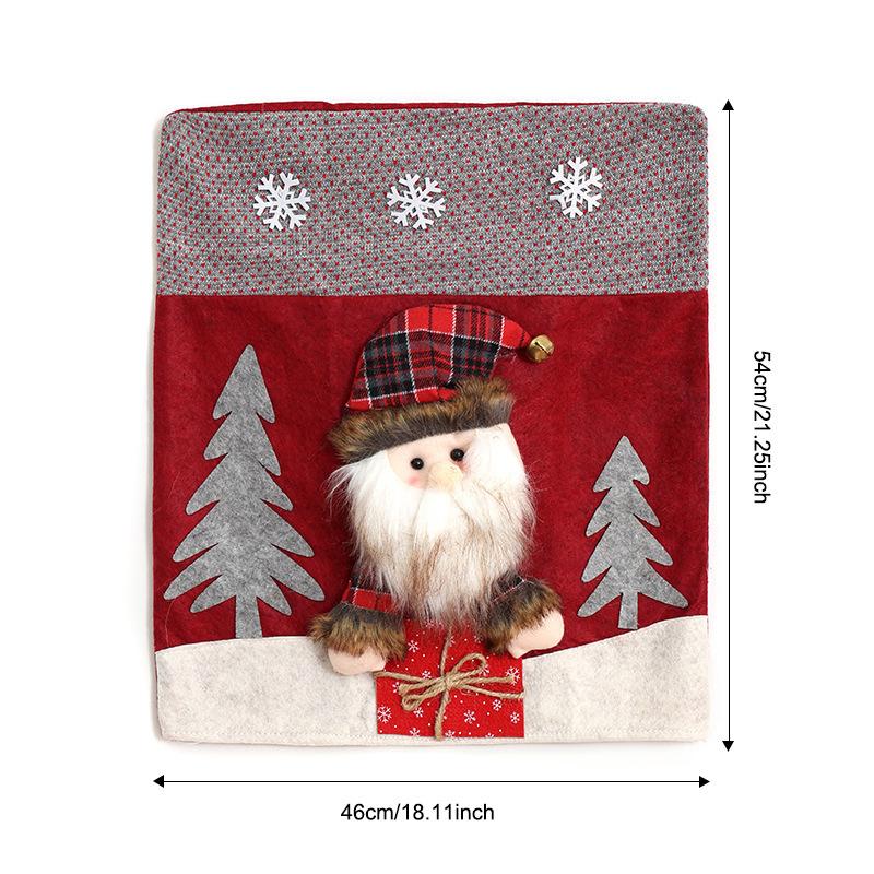 Christmas Chair Cover Home Xmas New Year Decoration Supplies Chair Seat Cover 3D Santa Claus Snowman Elk Chair Back Cover