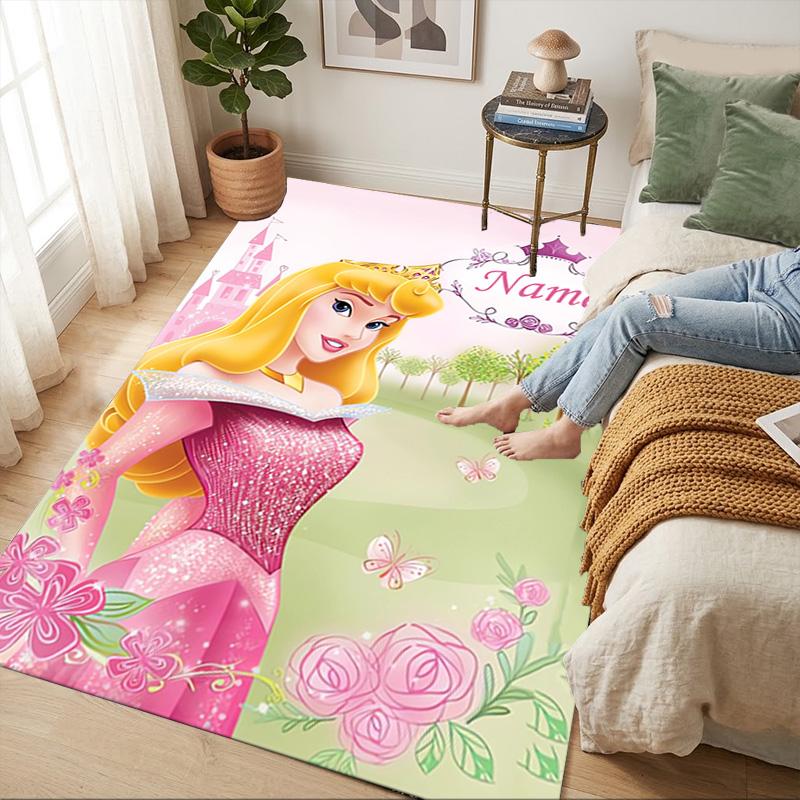 Personalized Name Princess Garden Living Room Non-Slip Area Rug Soft Carpet for Bedroom Kids Playroom Sofa,Office Home Decor Doormat
