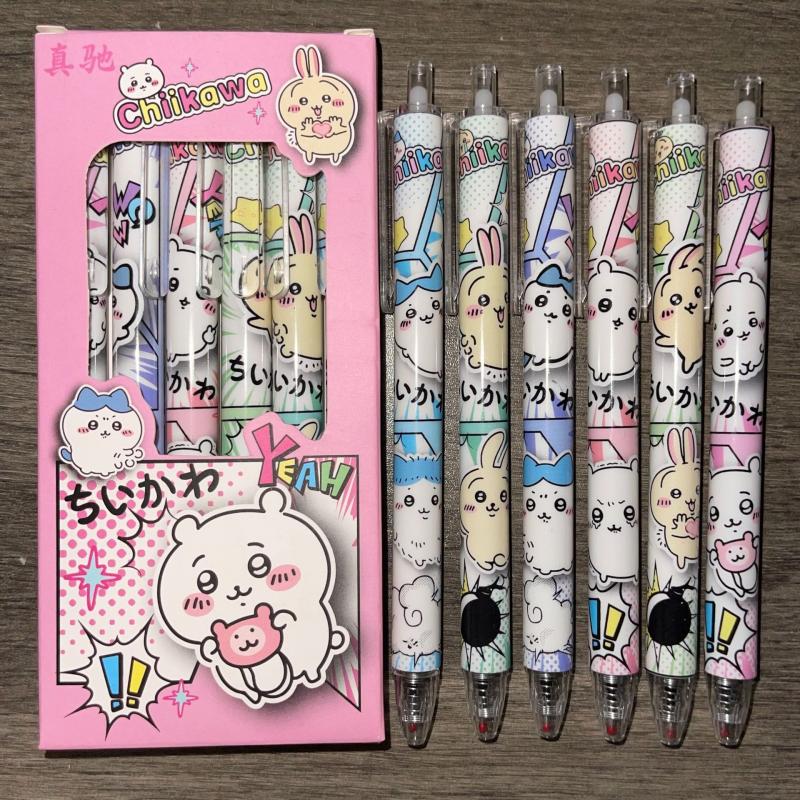 

6Pcs/Box Gel Pens Set Black Refill Gel Pen Retractable 0.5Mm Gel Pens School Office Supplie Stationery