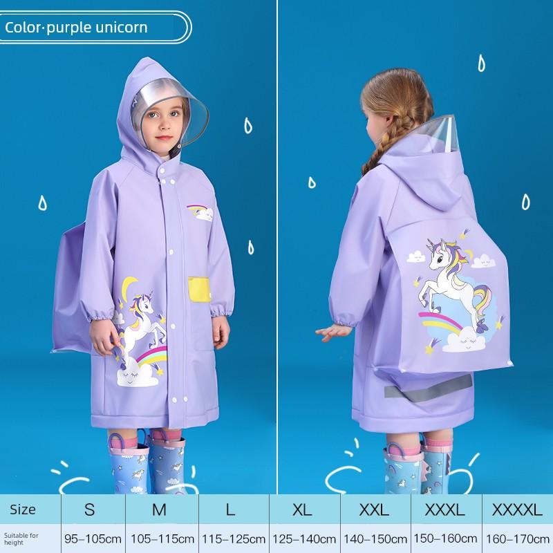 Children's Raincoat for Boys and Girls, Thickened Waterproof Transparent Raincoat for Primary School Students, Special for School Use, with Backpack