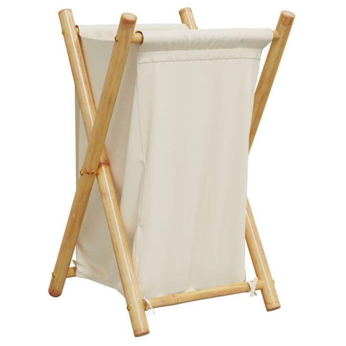Panier à linge - vidaXL - Bambou - Blanc crème - Design contemporain - Pliable