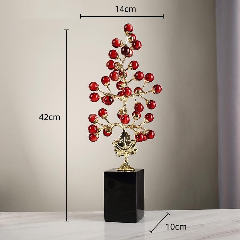 Crystal Sculpture Colored Grape Vine Metal Handicraft Artificial Plant Sculpture Metal Figurine Home Decoration Accessories