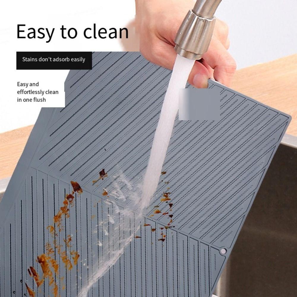 Silicone Dish Drying Mat Easy to Clean Sink Drainer Mat Compact Hot Pot Holder Trivet  Dish