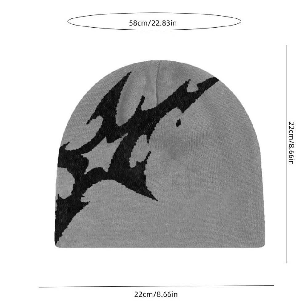 Warm Material Gothic Pattern Jacquard Kpop Hat Y2K Fashion Hip Hop Style Knitting Beanie Knitted Texture Winter Beanie