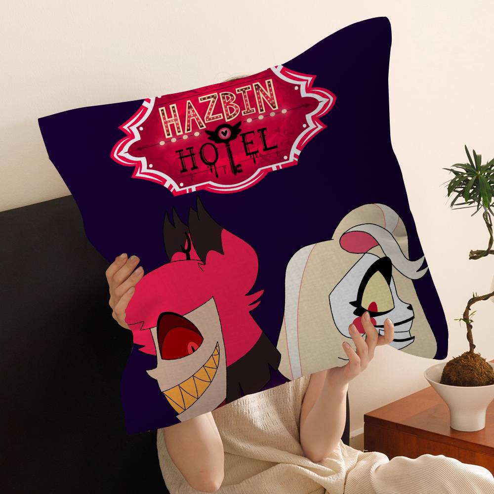 

Animated Musical H-Hazbin Hotel Cushion Cover Car Throw Pillow Case For Sofa Car Christmas Gift 40x40cm 45x45cm 12x12Inch