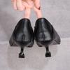 Black Slim Heel 3cm High Heels Women's Pumps Pointed Toe Shallow Mouth Slip-on Soft Leather Comfort Work Shoes New Fashion