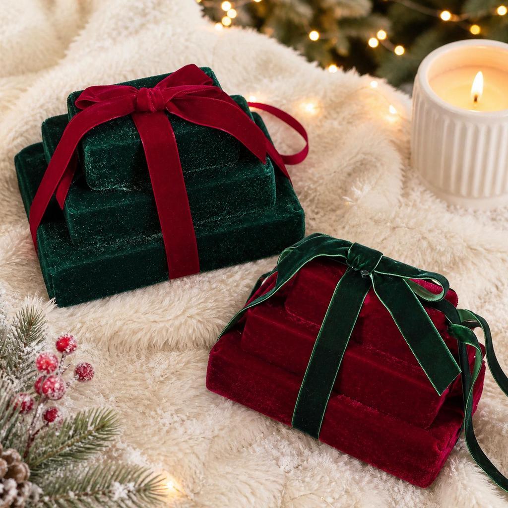 New Wine Red Fabric Gift Bag with Bow for Christmas Indoor Decoration