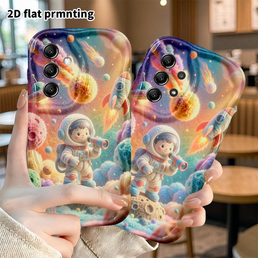 Phone Case: 2D flat, suitable for Samsung Galaxy A34 A35 M05 M06 S20 S22 S21 FE Plus 5G protective case, astronaut space theme, perfect Christmas and