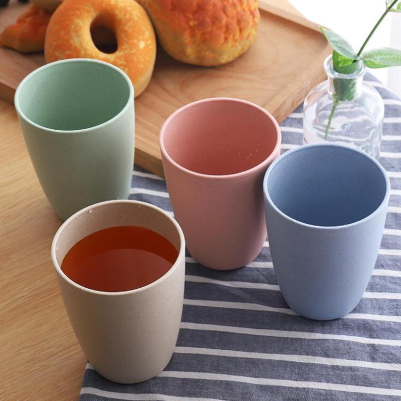 12Pcs Wheat Straw Cup Plastic Mouthwash Water Cup Brushing Cup Potable Drinking Travel Cup For Kids Adults