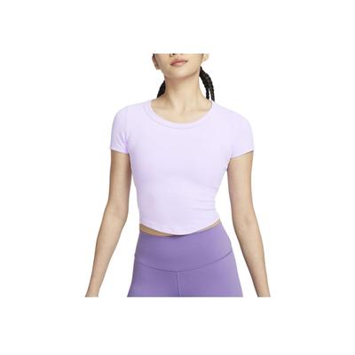 Solid Color Round Neck Slim Fit Short Sleeve Casual T-Shirt Women Tops Light-Purple FN2805-512