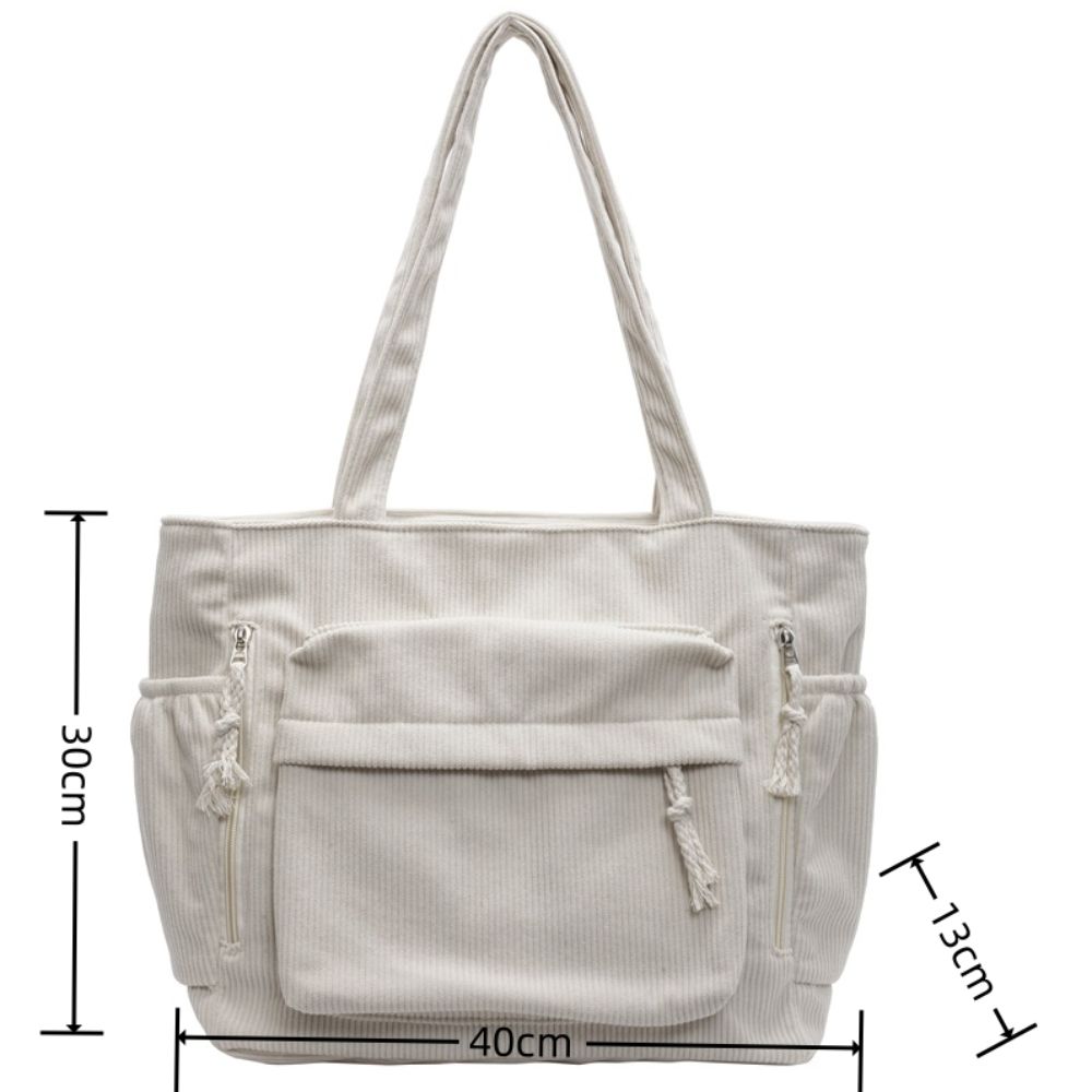Corduroy Work Shoulder Bag Large Capacity Casual Tote Bag Handbags Solid Color with Multiple Pocket Crossbody Bag For Women