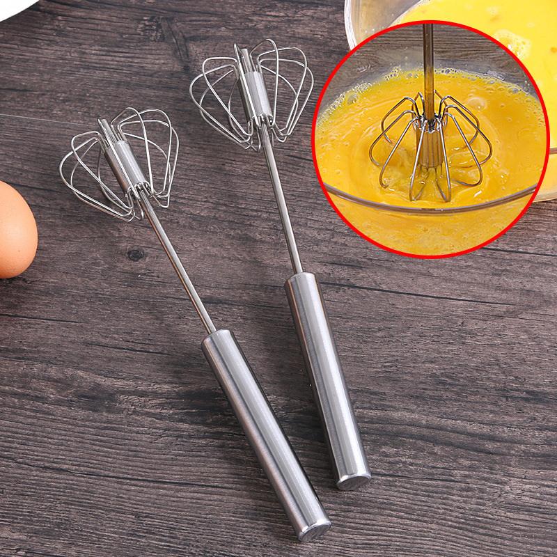 304 Stainless Steel Egg Whisk Semi Automatic Egg Beater Manual Hand Mixer Self Turning Egg Stirrer Kitchen Accessories Egg Tools