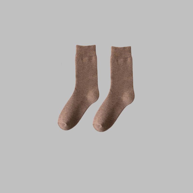 Men's Mid-Calf Winter Socks - Thick Fleece-Lined, Solid Color, Cold Protection & Frost Resistance