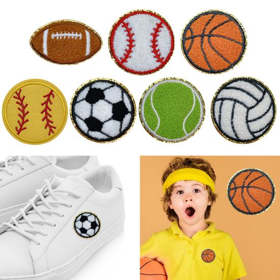 Iron-on Baseball Embroidered Patch Sticker Tear-Resistant Wrinkle-Free Football Volleyball Basketball Applique Patches with Hot Melt Adhesive