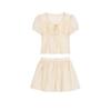 2026 Spring/Summer French Square Neck Short Sleeve Shirt & A-line Skirt Shorts Textured Fashion Set for Women