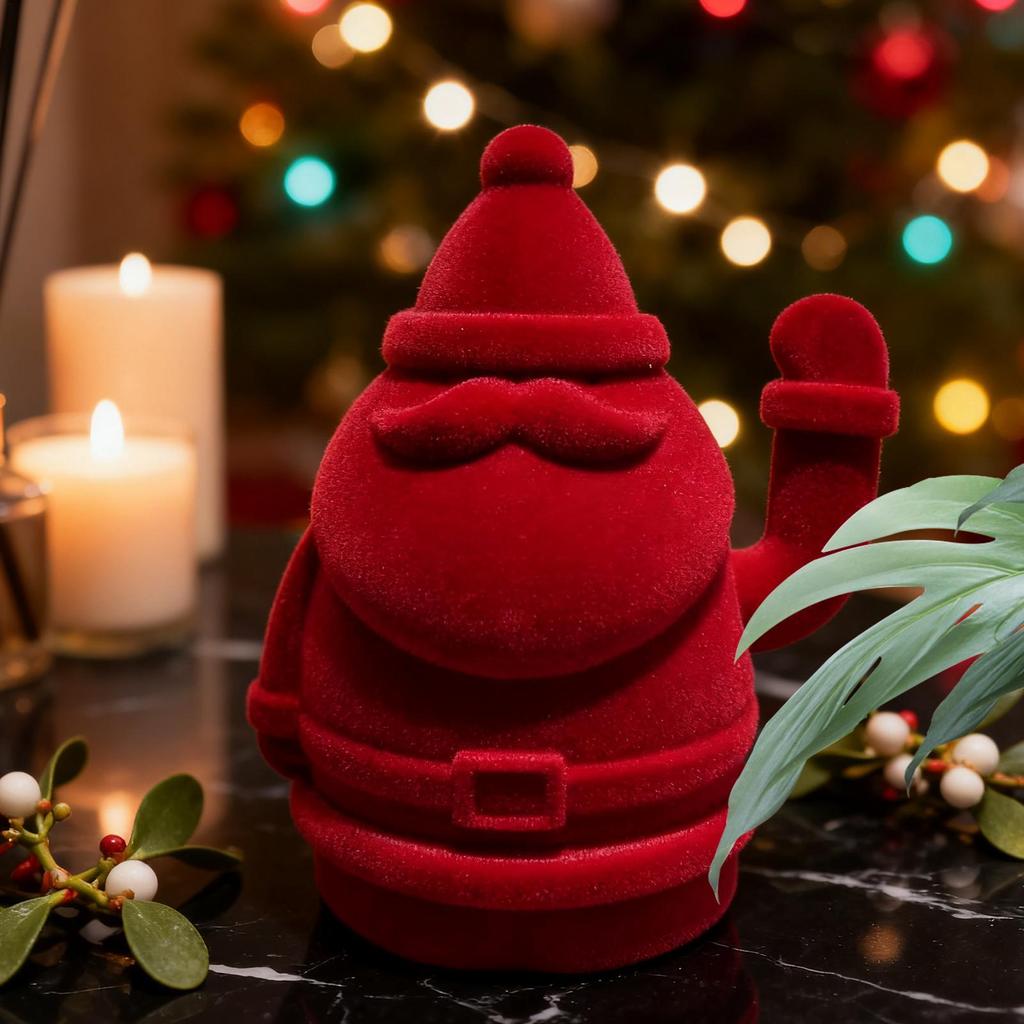 Santa Statue Waving Flocked Table Decorations Christmas Standing Figurine For Christmas Party Table Living Room Bedroom