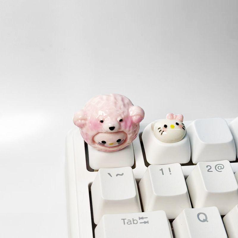 Custom 3D Cat Keycaps for Mechanical Keyboards - Cute Moa Design for Desktop Decor
