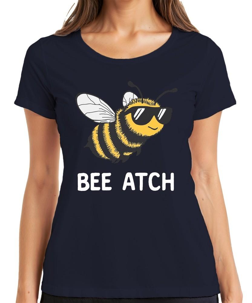 Bee Atch Cool Bee With Sunglasses Funny Humour Gift Retro Ladies TShirt S