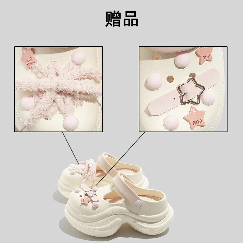 

22 summer DIY hole shoes wear slippers indoor and outdoor wear heightening bag head platform sandals 40