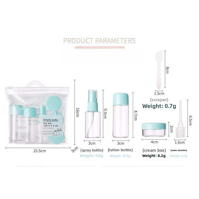Set de Botellas Vacías Cosméticas de Viaje, Set de 8 Botellas, Sub-embotellado, Botella con Atomizador Caja para Crema con Bolsa de Almacenamiento