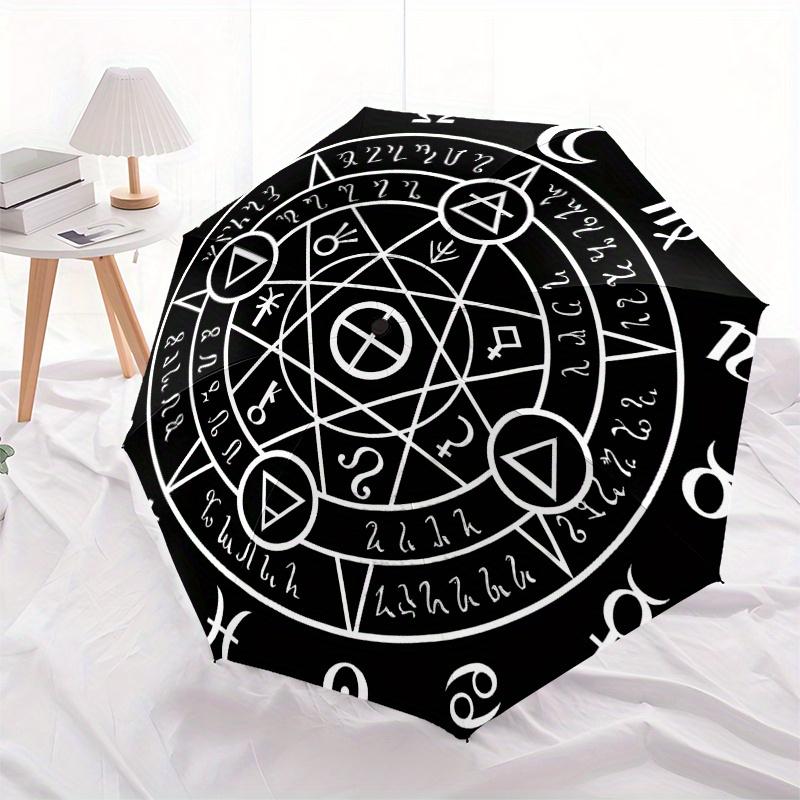 Alchemical Symbols Circular - Mystic Design for Journals, Laptops, or Umbrella, Portable 3-Fold Umbrella for Men & Women,Christmas Gift ES348