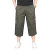 Men Breathable Capri Pants Color Straight Solid Pocket  Trousers