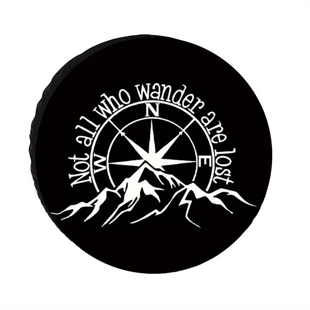Glossy Sun Compass Pattern, Fashion Tire Cover, Spare Tire Cover, Multiple Styles And Sizes 28/30/32/34 Inches, Made Of Polyeste