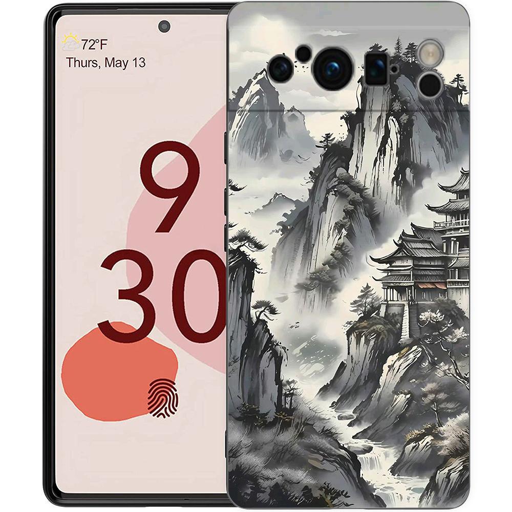Handyhülle Für Google Pixel 8 7 6 Pro 8A 7A 6A TPU Hülle Weiches Silikon Stoßfest Schwarze Abdeckung Landschaftskunst